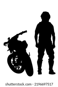 Old big bike and man white background