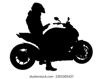 Old big bike and man white background