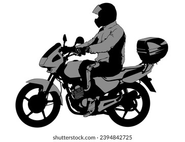 Old big bike and man white background