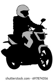 Old big bike and man white background