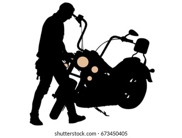 Old big bike on white background