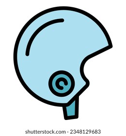 Old biker helmet icon outline vector. Motor gear. Engine gear color flat