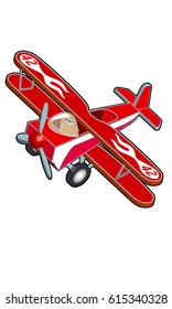 old biplane aircraft isometric