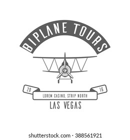 Old biplane emblems, badges and design elements