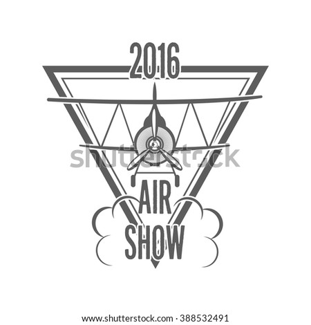 Old biplane emblems, badges and design elements