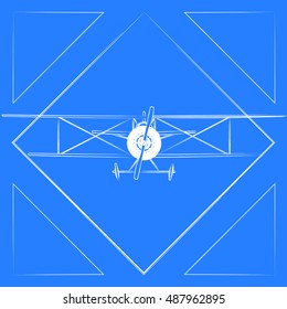 Old biplane icon as emblem, sign or logo 