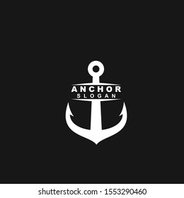 Old black badge anchor logo icon design vector illustration