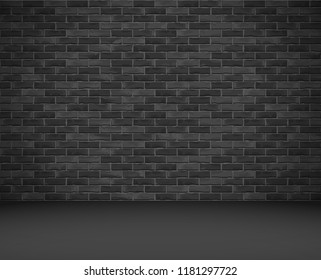 Old black brick wall and floor, vector eps10 illustration