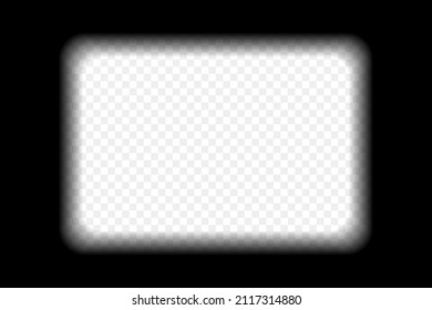Old black cinematic frame with transparent background. Antique filmstrip slide template in realistic style. Vector illustration.