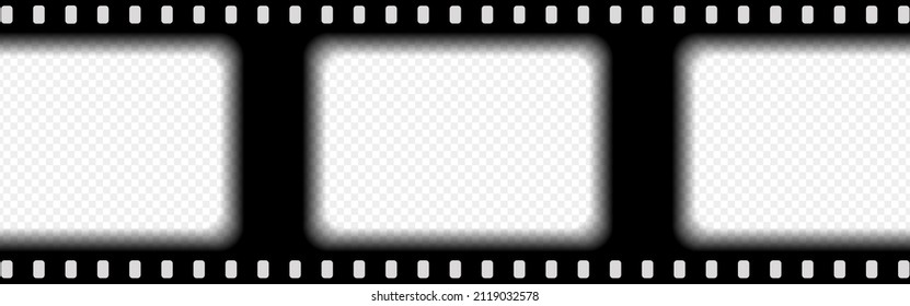 Viejo marco cinemático negro con fondo transparente. Plantilla de diapositiva de tiras de película antiguas con un estilo realista. Video de ilustración vectorial y cinta fotográfica.