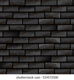 old black dark brick grunge wall vector background. grunge dark black brick wall seamless pattern vector backdrop or layout