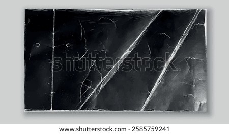 Old Black Empty Ripped Folded Torn Cardboard. Abstract dark backgrounds collection with wrinkled cardboard texture