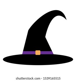 
Old black hat. Isolated Witch hat. Design element for Halloween.