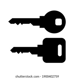 Old black key silhouette set isolated on white background