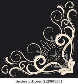 Old black ornate vintage frame. Border. Photo frame. Retro style, luxury.