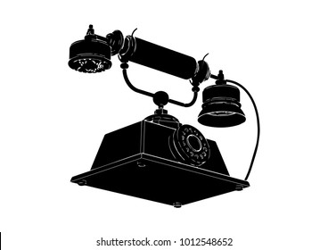 old black phone on white background