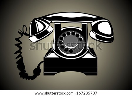 Old black phone. Vector illustration