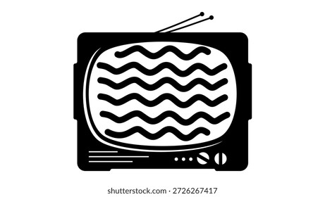 Conjunto de televisión negro viejo, silueta aislada negra