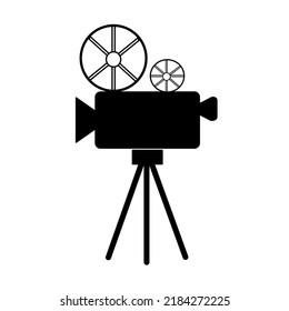 old black video camera isolated on white background vector