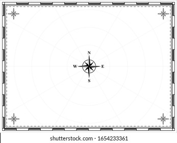 Old blank map background. Blank sky map background.  Vector illustration.