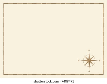 old blank map with compass rose and border