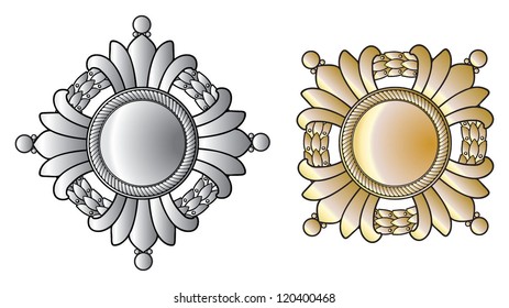 Old blank medal / vintage - silver & gold