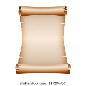 old blank scroll paper on white background. vector illustration