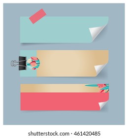 Old blank Tags, note paper. Ready for your design. Vector illustration.