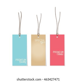 Old blank Tags. Ready for your design. Vector illustration.