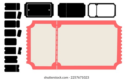 Old blank ticket, elements, silhouettes