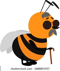 Abeja ciega antigua, ilustración, vector sobre fondo blanco