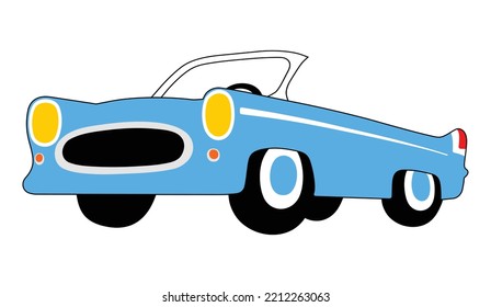 Old Blue Cartoon  Car Cabriolet