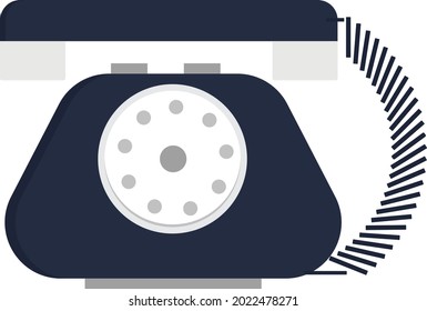 Viejo teléfono azul, ilustración, vector sobre un fondo blanco.