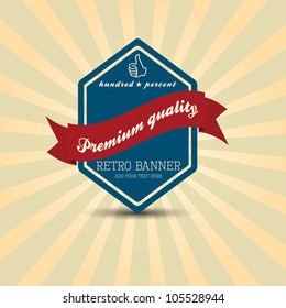 Old blue retro vintage grunge label. Vector