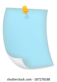 Old blue sheet of paper on a white background