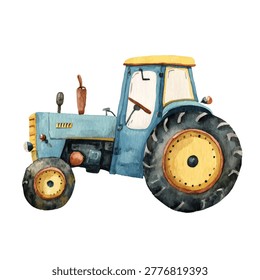 Old blue tractor with yellow wheels