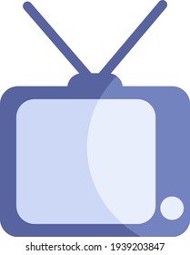 Vieja TV azul, ilustración, vector sobre fondo blanco
