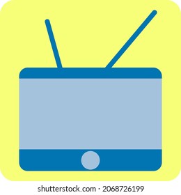 Vieja TV azul, ilustración, vector, sobre fondo blanco.