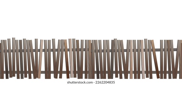 From old boards and narrow slats. Isolated on white background. Horizontal seamless design. Vector.