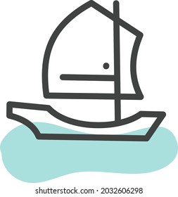 Old boat, illustration, vector, on a white background.
