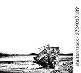 An old boat lying on a sandy beach symbolizing rest and coastal lifestyle