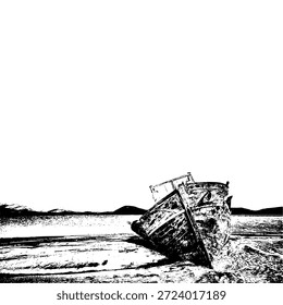 Um barco velho deitado em uma praia arenosa simbolizando descanso e estilo de vida costeiro