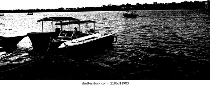Die alten Boote im Gangesfluss. 