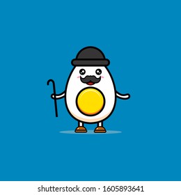 OLD BOILED EGG MASCOT VECTOR DESIGN