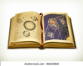 Old book, astrology vector icon