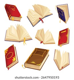 Coleção de livros antiga. Sabedoria ou conceito de educação. Elemento de design de biblioteca vintage. Símbolo de papelaria de escrita antiga para trabalho de poesia ou educação