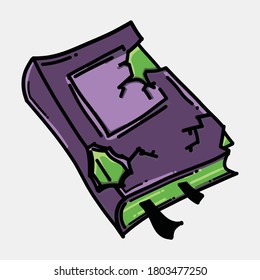 Old Book doodle color vector icon. Drawing sketch illustration hand drawn line.