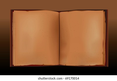 Old book and empty pages. Vector illustration.