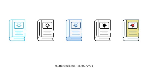 Projeto de ícone de livro antigo com fundo branco ilustração de estoque