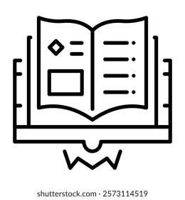Old book icon in linear style 